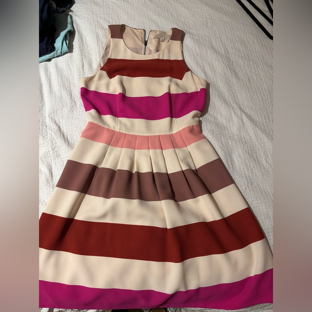 LOFT Pink Stripe Dress